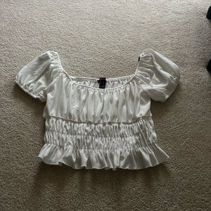Forever 21 White Cap Sleeve Stretchy Top Size Medium